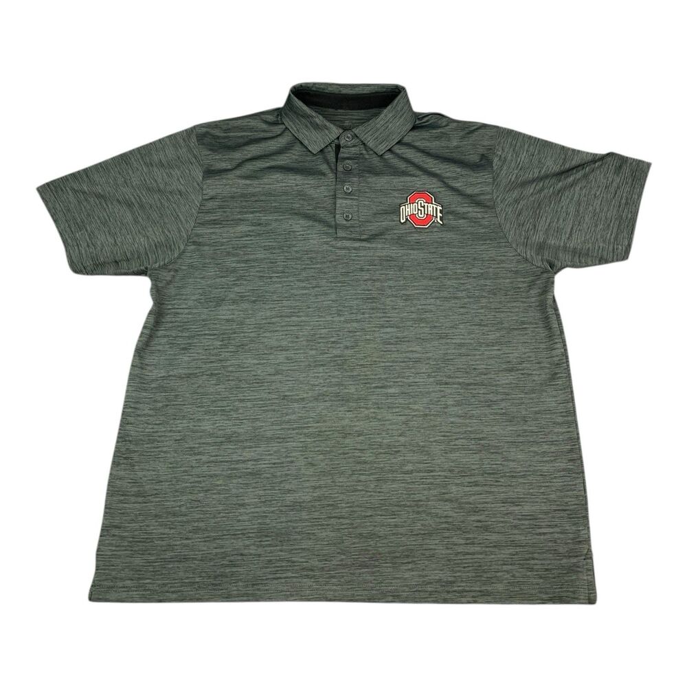 Ohio State Buckeyes Polo Shirt, Heather Gray, Short Sleeves, Men's Size Large